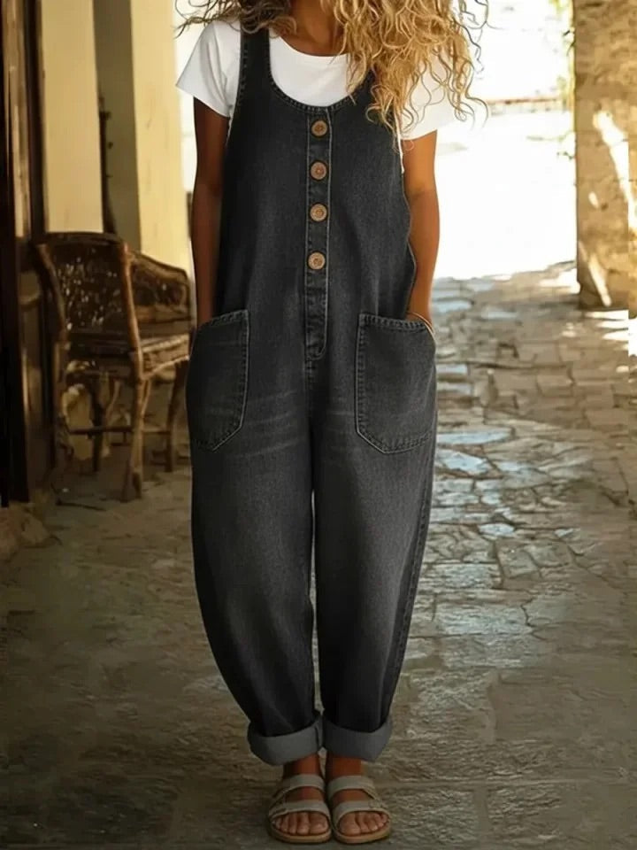 Saylor - Macacão de Denim em Algodão Vintage Lavado