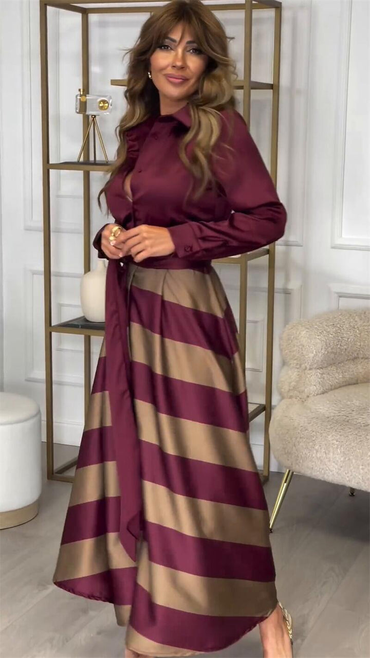Maxi vestido com riscas